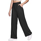 MANGOPOP Wide Leg Pants Woman High Waisted Stretchy Work Pants Waffle Knit Slacks Trousers for Business Casual
