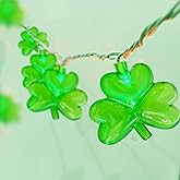 LED Shamrock String Lights Outdoor, 8.5Ft St. Patrick's Day Decorations Lights with 10 Green Clover Light, Plug in Shamrock Fairy Light for Indoor Outdoor St. Patrick's Day Party Irish Window Garden