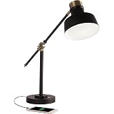 OttLite Balance LED Desk Lamp with USB Port, Black with Gold Accents | ClearSun LEDs Reduce Eyestrain | 3 Color Temperature Modes | Counterbalance Arm | CRI 97