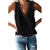 BLENCOT Women Tank Tops V Neck Sleeveless Lace Blouse Casual Vest Summer Camisole Shirts