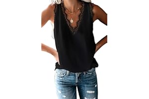 BLENCOT Women Tank Tops V Neck Sleeveless Lace Blouse Casual Vest Summer Camisole Shirts