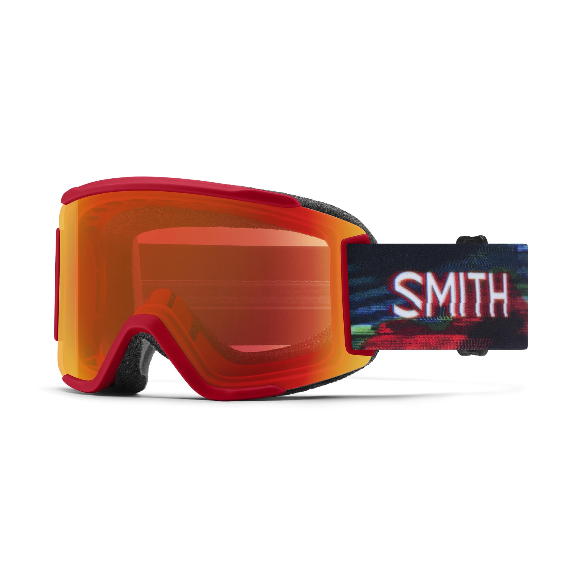 Smith Unisex Adult Squad S Snow Sport Goggle - Crimson Glitch Hunter Frame | ChromaPop Everyday Red Mirror Lens + Replacement Low Light Lens