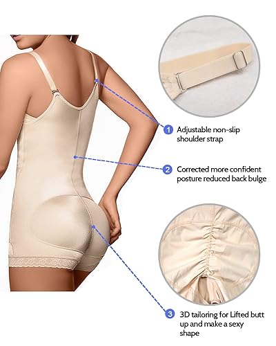 SHAPERX Women Body Shaper Open Bust Firm Control Shapewear