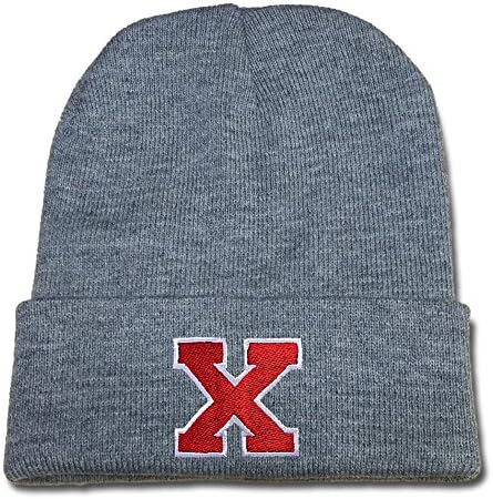 YUGY The 26 English Letters Letter X Logo Beanie Fashion Unisex Embroidery Beanies Skullies Knitted Hats Skull Caps Grey