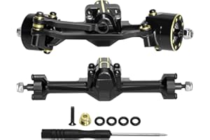Aluminum Front & Rear Axle Set Upgrades Part with Diff Covers, Steering Link,Gear,Brass Rear Hub Weight for 1/30 Axial SCX30 