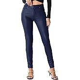 Allegra K Faux Leather Pants for Women's High Waist Stretch Slim Fit Motorcycle Legging Pants