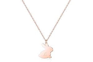 Yoosteel Easter Gifts for Teens Girls, 14K Rose Gold Plated Dainty Bunny Necklace Cute Rabbit Initial A-Z Bunny Necklaces for Girls Teen Girls Jewelry Easter Gifts for Girls Women