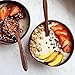 Coconut Bowl and Spoon (Set of 4) - 100% Natural, Hand made, Polished with Coconut Oil, durable, lightweight, easy clean, long lasting, vegan friendly. For Breakfast, Serving, Decoration