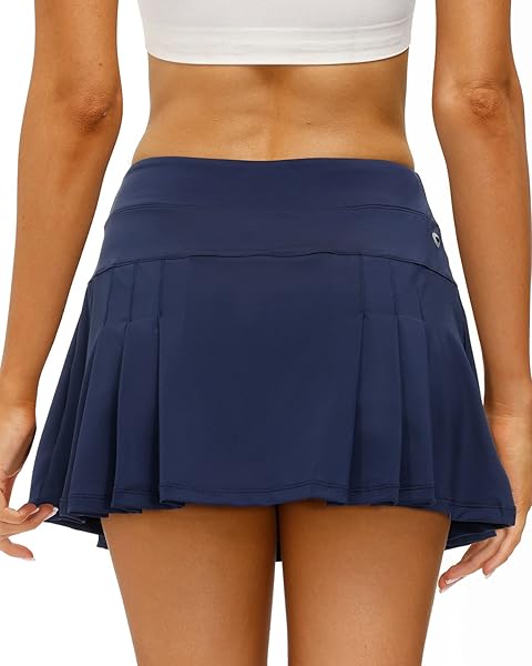STYLEZONE WOMEN’S ACTIVE ATHLETIC SPORTS SKORT SKIRTS FOR RUNNING TENNIS GOLF WORKOUT SKIRT WITH POCKETS NAVY BLUE L