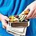 LunchBots Medium Duo Snack Container - Divided Stainless Steel Food Container - Two Sections for Half Sandwich and a Side - Eco-Friendly - Dishwasher Safe - Stainless Lid - Orange Dots