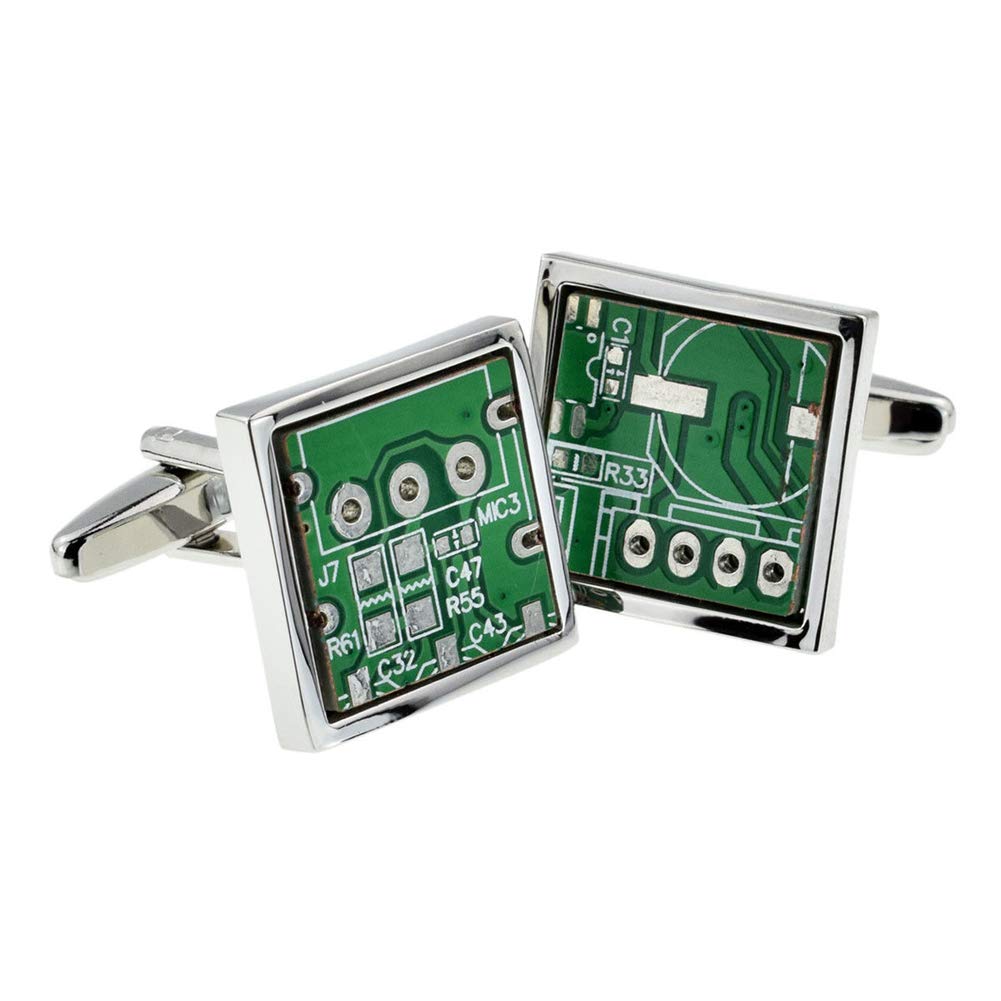 PC Motherboard Computer Chip Circuit Board Pair Cufflinks