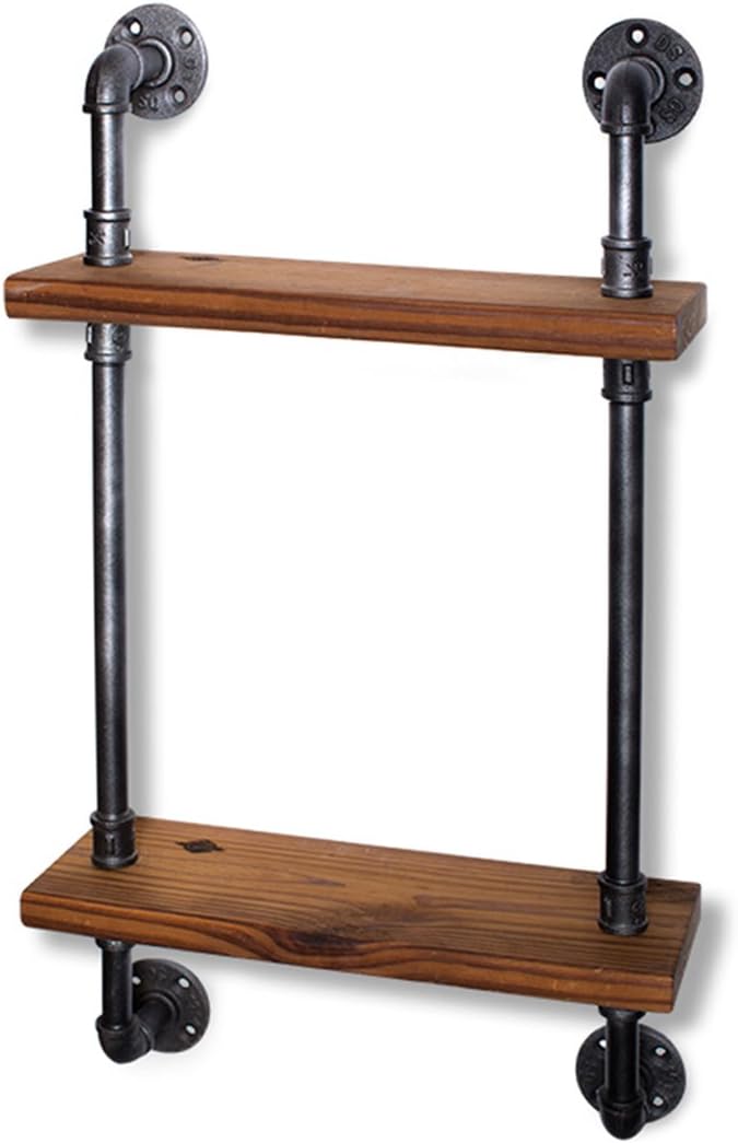 Find Joy Industrial Vintage 2 Tier Floating Shelves Rustic Pipe Shelves for Home decor
