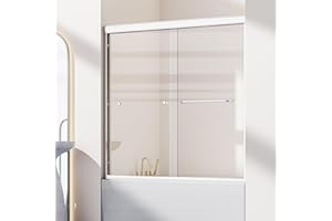 DVASOVIO 56-60 in. W x 58 in. H Bathtub Shower Door, Semi-Frameless Double Sliding Bathtub Door, 1/4" (6mm) Thick SGCC Tempered Glass Door with Explosion-Proof Film (Chrome)