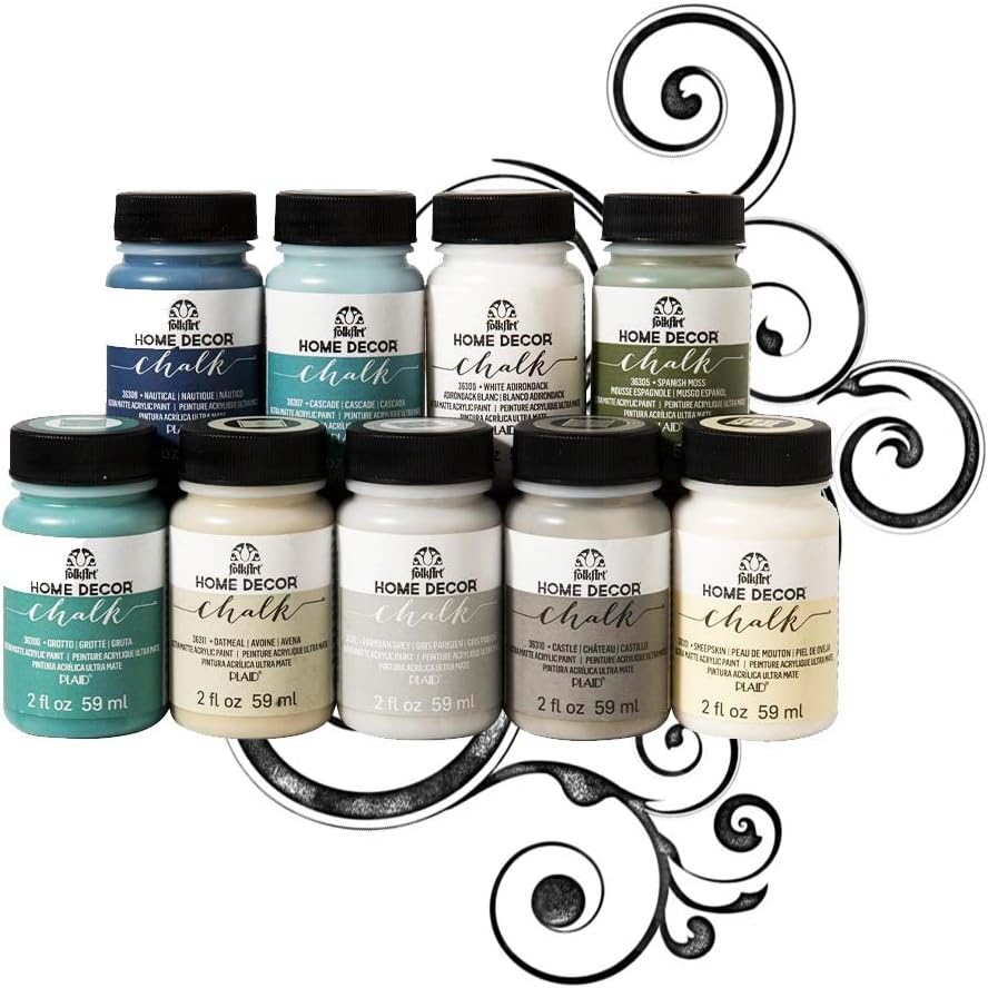 FolkArt Home Décor Chalk Finish Paint Set (2 Ounce), Top Colors (New Version)