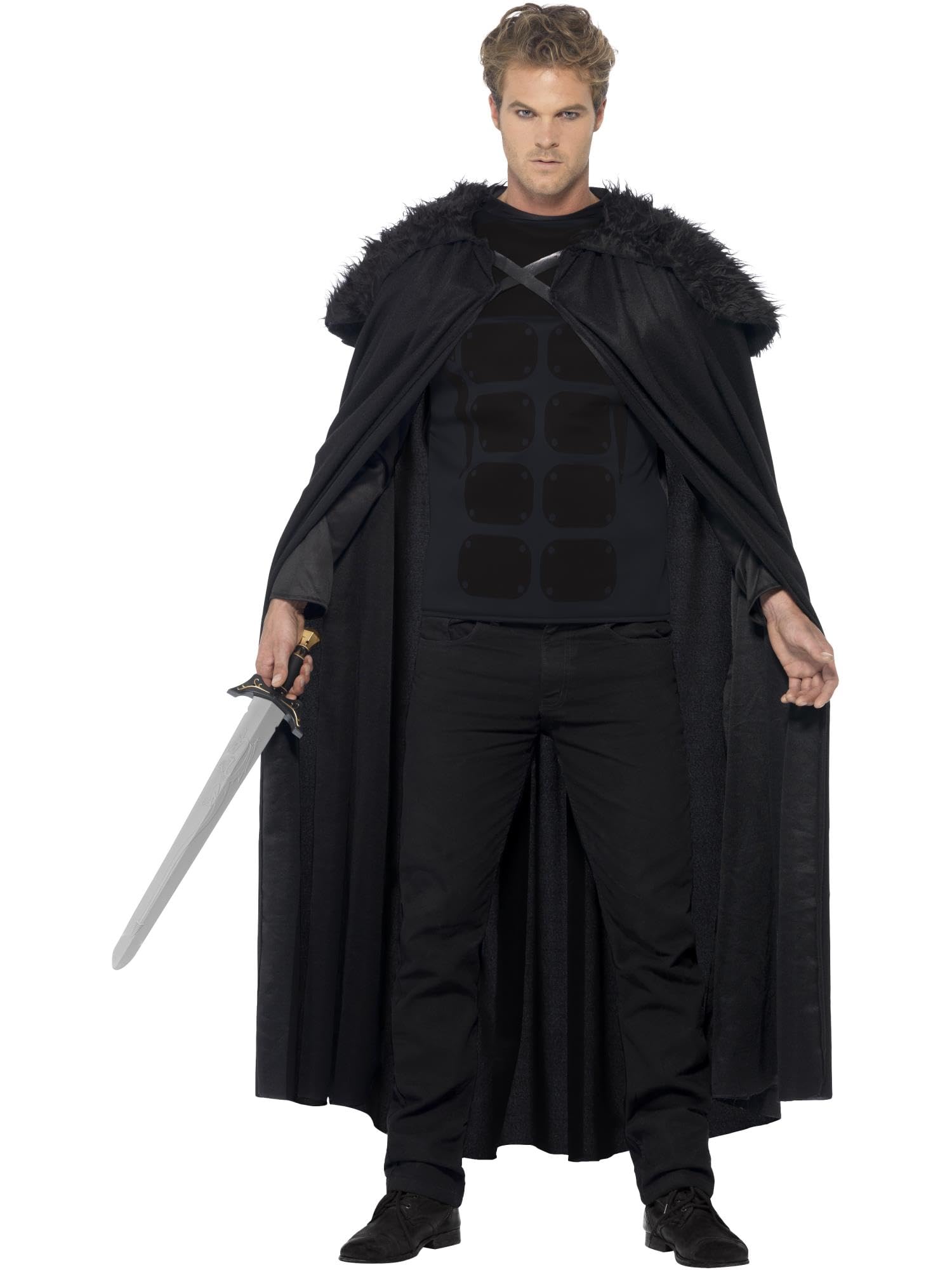 Smiffys Dark Barbarian Costume, Black with Top and Cape, Historical Fancy Dress, Adult Dress Up Costumes