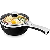 Dezin Hot Pot Electric Upgraded, Non-Stick Sauté Pan, Rapid Noodles Electric Pot, 1.5L Mini Portable Hot Pot for Steak, Egg, 