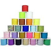 Nylon String for Bracelets, 25 Colors 1125 Yards Chinese Knotting Cord, 0.8 mm Nylon Cord for Jewelry Making, Beading, Necklaces, Kumihimo, Friendship Bracelets, Tassels and Craft