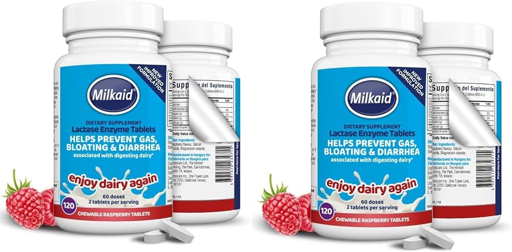 Milkaid Lactase Enzyme Chewable Tablets 2 Pack 120s Dairy Digestive Aid