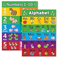 ABC Alphabet & Numbers 1-10 Poster Chart Set - Laminated - Double Sided (18x24)