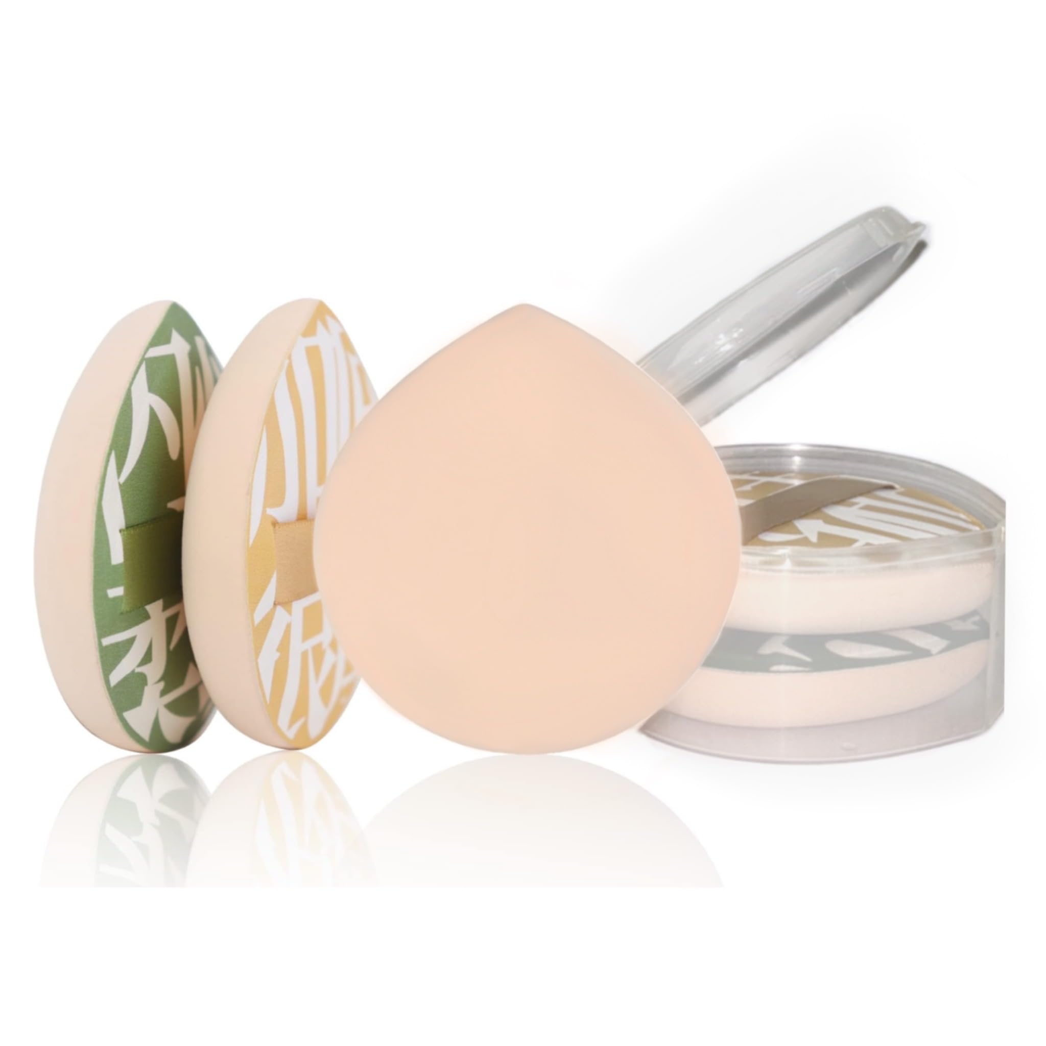 Generic Makeup Sponges, Foundation Powder Puff, Thick Beauty Blender with Makeup Sponge Case (2pc, Green+Yellow)