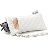 Face Shadow Double Glasses Case Soft Eyeglass Case For Women Men Squeeze Top Sunglasses Case With Cleaning Cloth