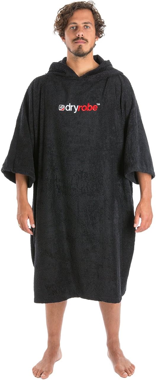 Towelling Robe - Short Sleeve Hooded Poncho Towel Changing Robe