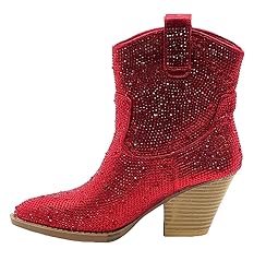 Forever Women Rhinestone Block Chunky Heel Ankle