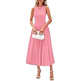 PRETTYGARDEN Spring Casual Dresses for Women 2026 Summer Business Work Midi Sleeveless A Line Pleated Cocktail Dress