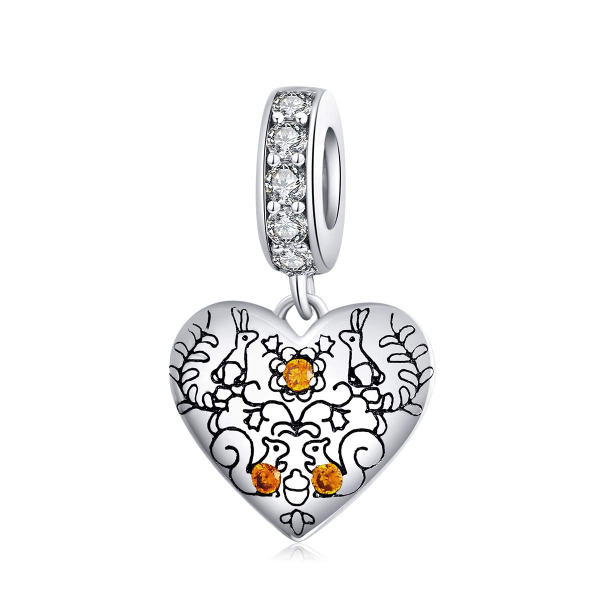 Bijoux Blu 925 Sterling Silver Vine & Pine Cone CZ platinum Original Charm for Brand Jewellery Bracelet Make for women