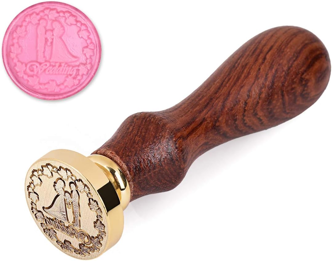 SCSpecial Wax Seal Stamp with Wooden Handle Envelope Seal Stamp Wax Sealing Kit for Cards Invitations Making (Wedding)
