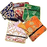 Outman 15 Pcs Chinese Silk Brocade Embroidered Jewelry Pouch Bag Coin Purses Gift Bag Zipper Pocket (Color 3)