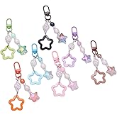 Nawwgy 7pcs Five Pointed Star Car Keychain Stylish Candy Color Acrylic Key Rings Pendant for Fashion Enthusiasts and Driver Gradient Five-Pointed Star car Keychain