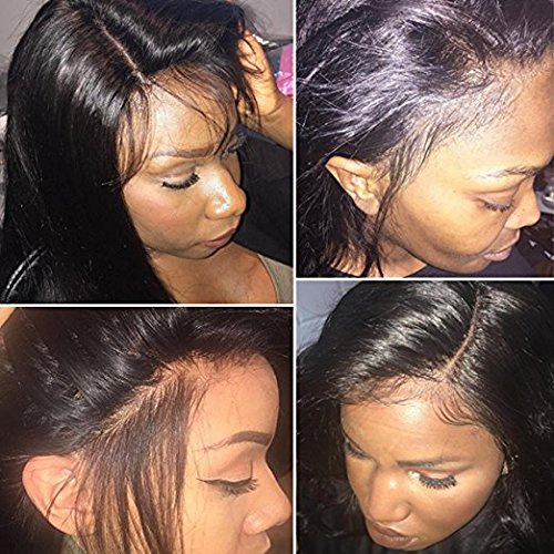 S-noilite 10 inch Human Hair Lace Front Wig Full Lace Wig 100% Remy Human Hair Full Head Wigs Real Thick Heat Resistant Hair Costume Wigs For Black Women Ladies (Straight, 10" 1B - Off Black)