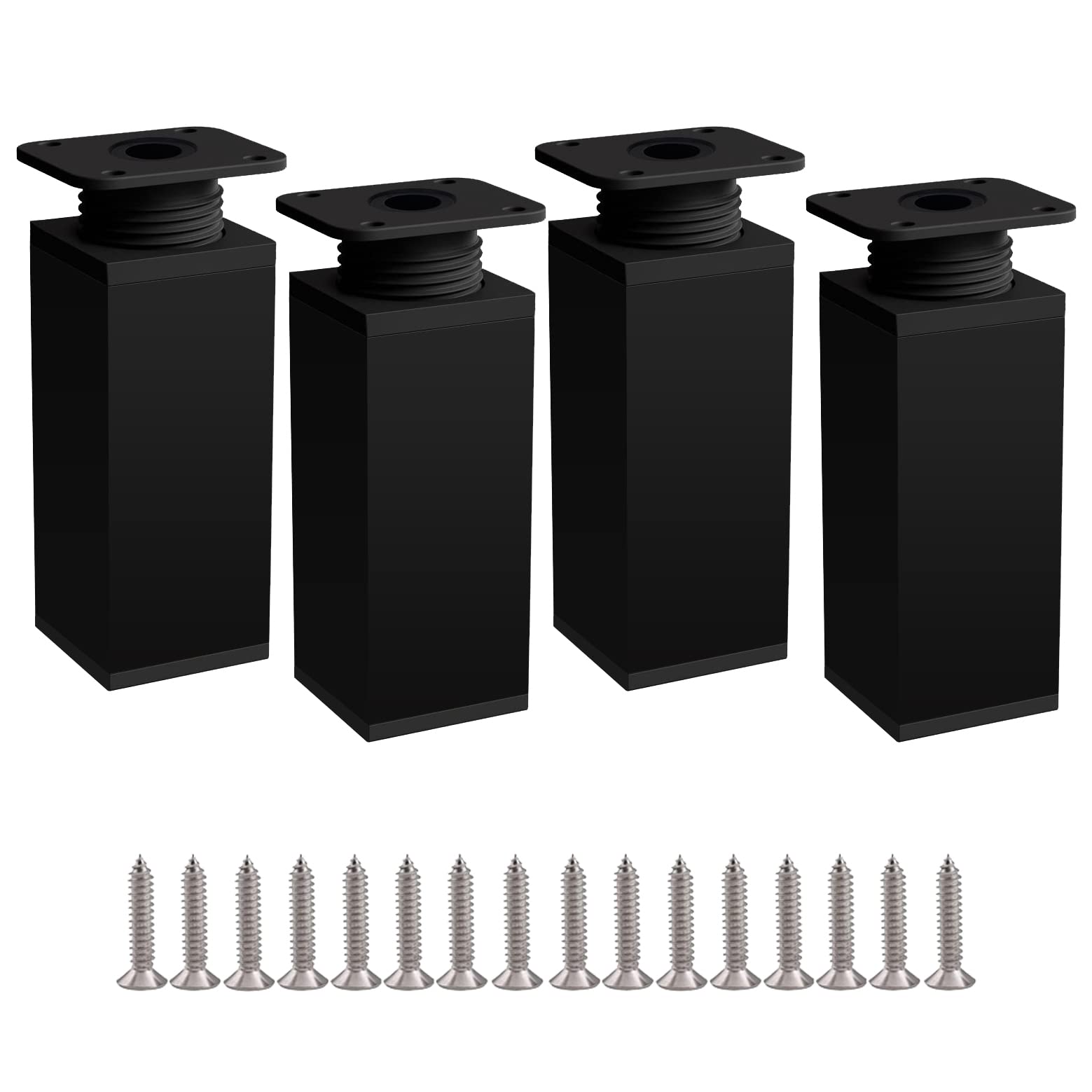 Rusoz Black Adjustable Cabinet Legs, 4 Pcs Table Legs 100mm Adjustable Height 0-20mm Aluminum Alloy Adjustable Legs for Desk,Sofa and DIY Furniture