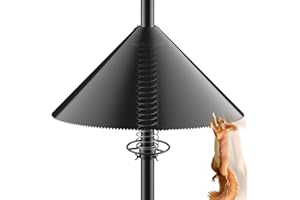 VIUBIRD Squirrel Baffle for Bird Feeder Pole - Polycarbonate Bird Feeder Baffle with Stainless Steel Spring for Better Protection, 19 Inch Squirrel Guard for Outside Pole Mount, Metal Buckle