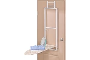 APEXCHASER Over Door Ironing Board, Hanging Ironing Board with Iron Holder, 36" X 12" Compact Fold Down Iron Board for Small 