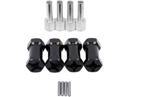 SHARE GOO 4PCS ShareGoo 12mm Aluminum Wheel Hex Hub 25mm Offset Extension Hex Drive Adapter Combiner Coupler Conversion Compatible with Axial SCX10 CC01 Jeep Wrangler D90 Wraith 1/10 RC Crawler,Black