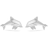Boma Jewelry Sterling Silver Origami Dolphin Stud Earrings