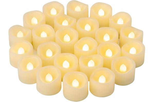24 PCS LED Flameless Flickering Tea Lights Votive Candle Battery Operated/Electric Flicker LED Tealight Bulk Fake Candles for