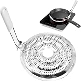 Heat Diffuser Plate, Simmer Ring Flame Reducer for Gas &amp; Electric Stove | Kitchen Reducer Flame Guard With Handle, Stainless Steel Heat Evenly Simmer Plate for Milk Coffee Cookware