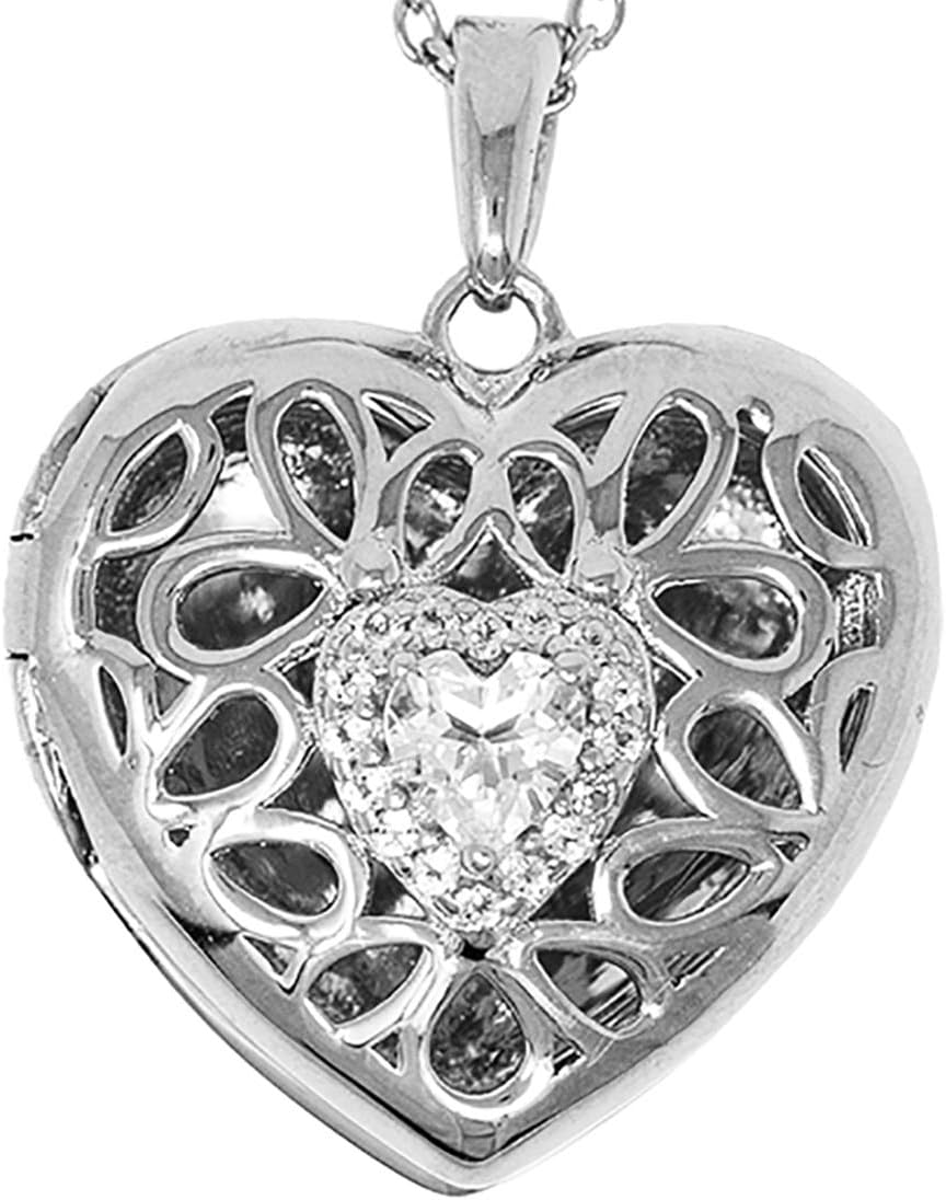 With You Lockets-Fine Sterling Silver-Custom Photo Heart Locket Necklace-That Holds Pictures for Women-The Katharine