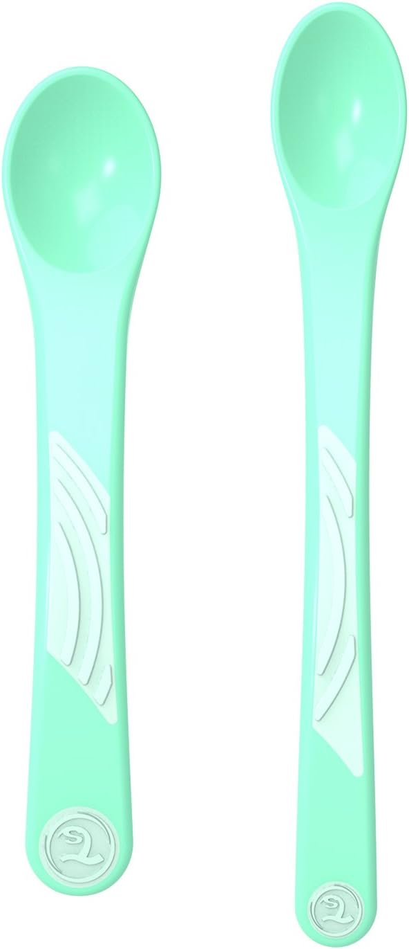 Twistshake 2X Feeding Spoon Set for Baby, Infant Feeding, BPA Free, 6+ Months, Pastel Green