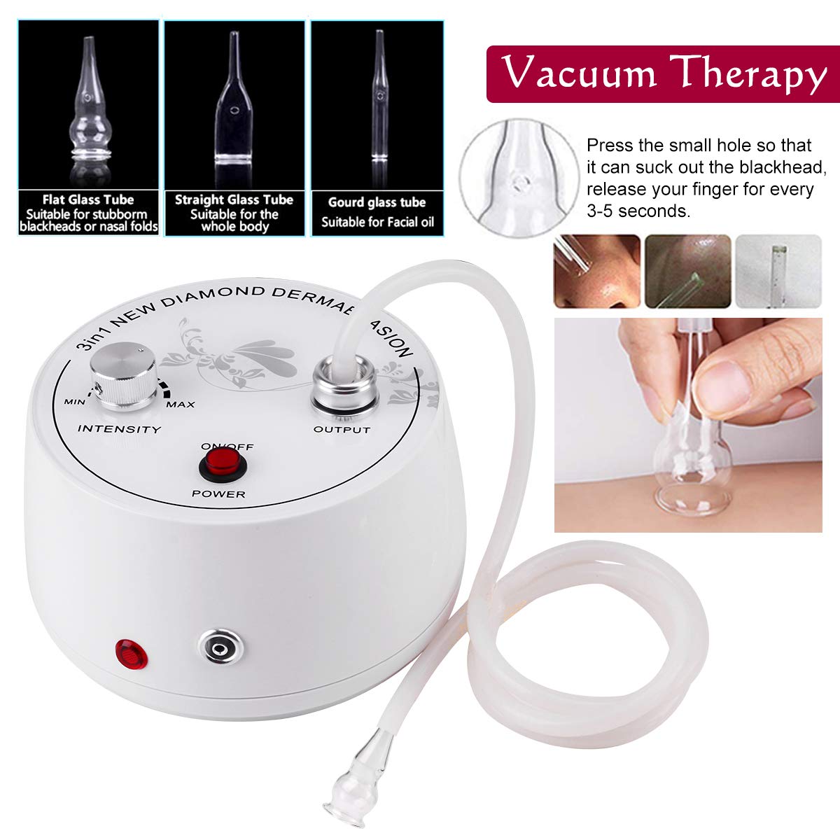 Diamond Microdermabrasion Machine, Yofuly 3 in 1 Diamond Microdermabrasion Dermabrasion Machine, 0-55cmhg Suction Power Professional Dermabrasion for Personal Home Use: Beauty