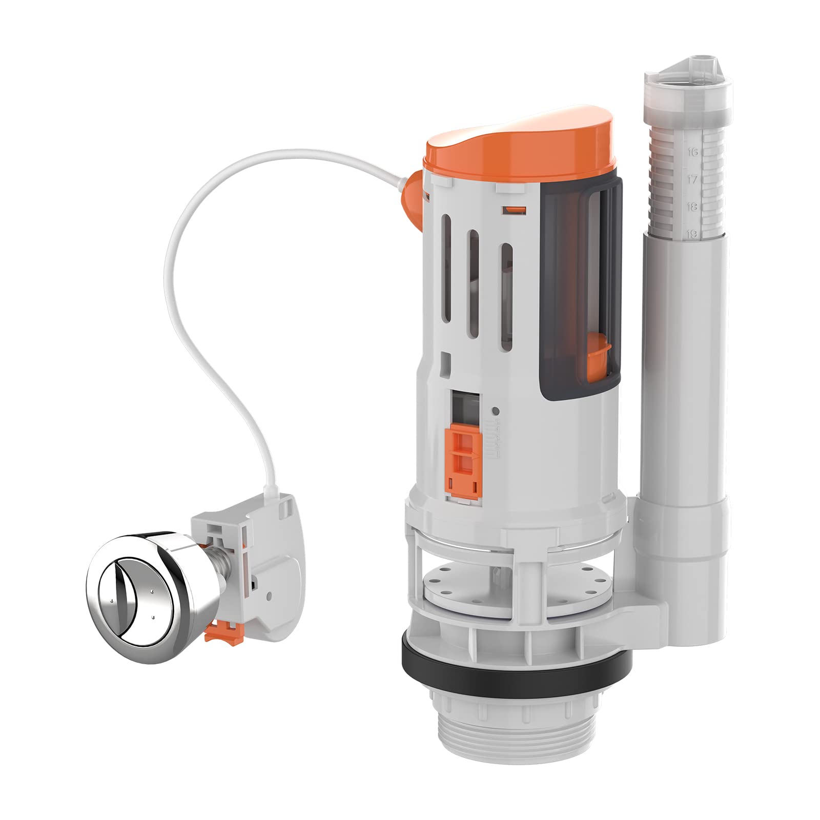 Ibergrif M20522 Toilet Dual Flush Valve with Button, Suitable for 2 Inch (Φ59-61MM) Toilet Flush System Replacement Adjustable, White