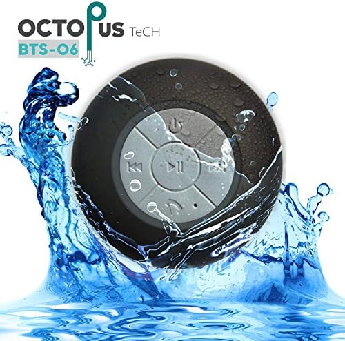 Bluetooth Waterproof Speaker with built-in microphone and usb charging cable compatible with iphone galaxy sony ericsson and any smartphone (Black)