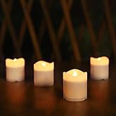 Solar Candles Outdoor Waterproof, 4pcs Rechargeable Dusk to Dawn Little Votive Candles, Flameless Flickering Solar Tea Lights for Patio Yard Deck Pathway Window Outdoor Lantern Decor (Warm White)
