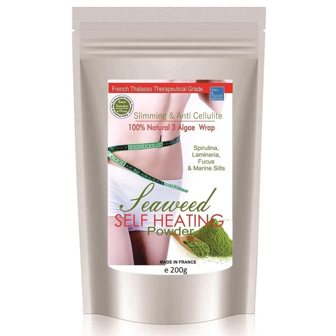 bleu & marine Bretania - Self-Heating Detox Body Wrap | 100% Natural Seaweed Powder | Proven Weight Loss Algae | Salon Selection for In-Home Use | Stress Reliever, 200g Pack