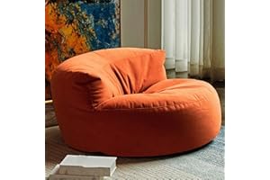SXBCYAN Bean Bag Chair Chenille Bean Bag Cover （No Filler） Washable Ultra Soft Pouf Ottoman Kids Adults Beanbag Chair Lazy Armchair Couch Floor Seating Living Room Furniture (Color : Orange, Size : 100cm)