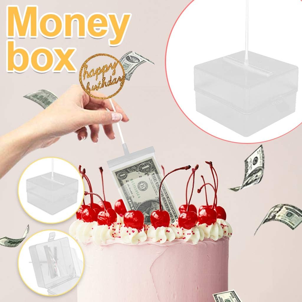 QINGFANG Pulling Money Box Plastic Cake Money Pulling Box,Cake Draw