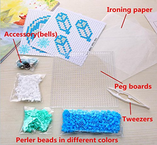 Perler Beads Fuse Beads Craft DIY-Tweezer,Peg Boards,Ironing Paper,Color Paper,Accessories-Jigsaw Puzzle Craft Windbell Christmas Gift(blue)